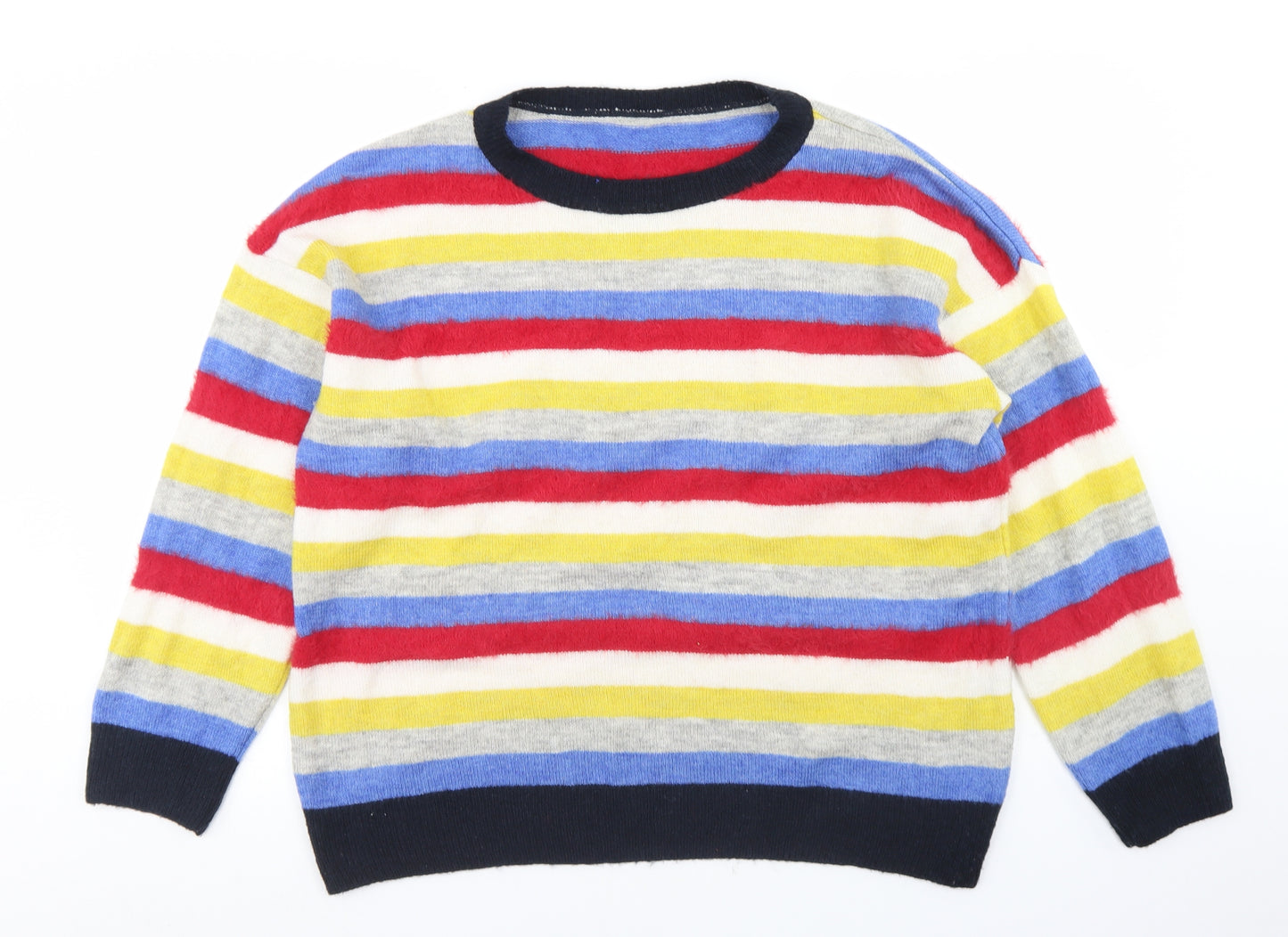 George Womens Multicoloured Round Neck Striped Acrylic Pullover Jumper Size 16