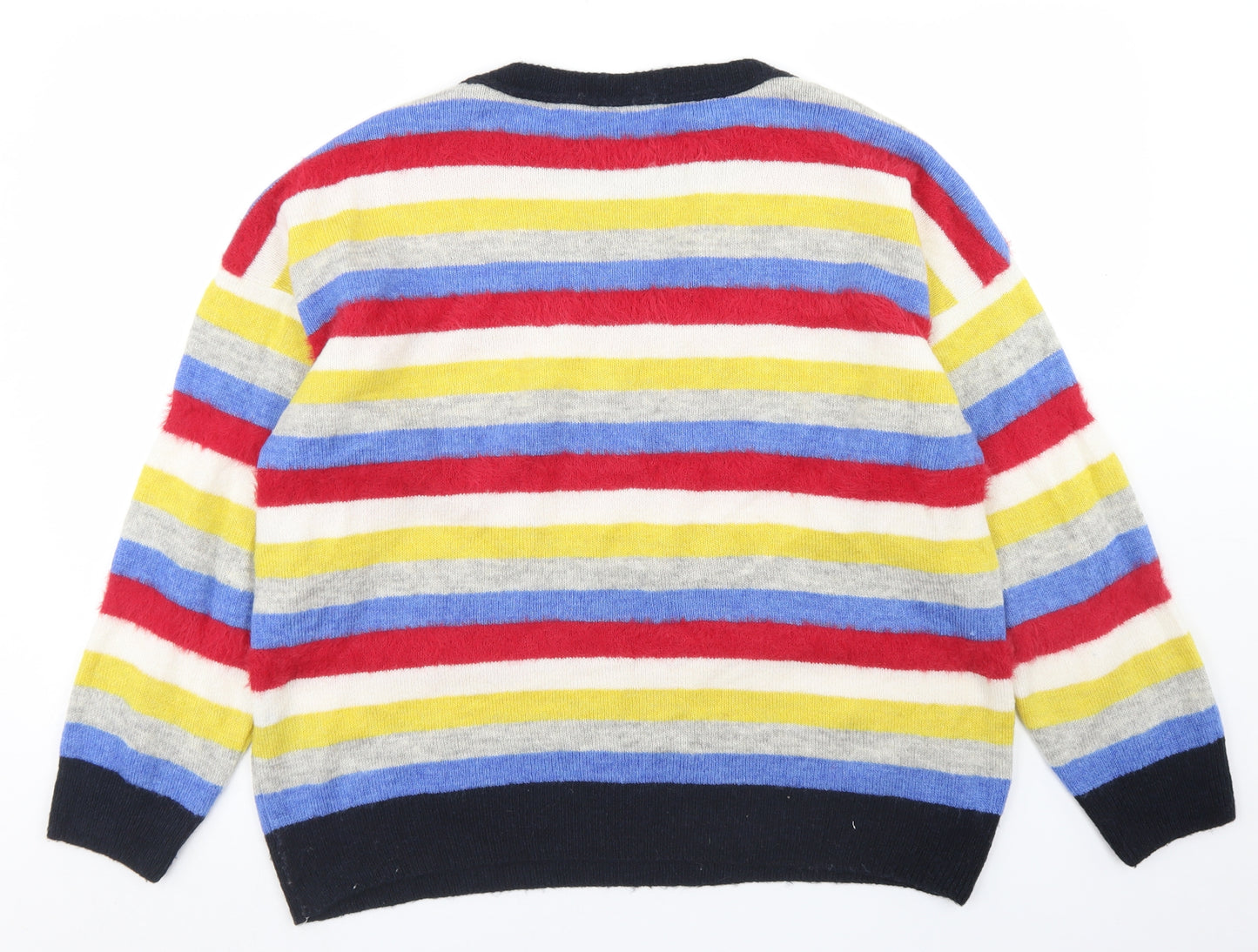 George Womens Multicoloured Round Neck Striped Acrylic Pullover Jumper Size 16