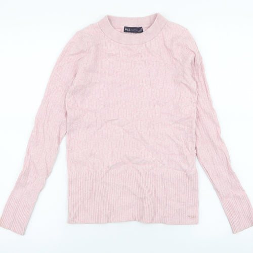 Marks and Spencer Womens Pink High Neck  Viscose Pullover Jumper Size 8