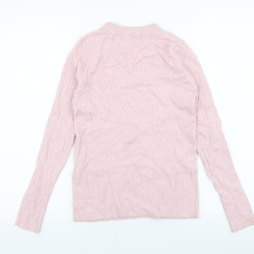 Marks and Spencer Womens Pink High Neck  Viscose Pullover Jumper Size 8