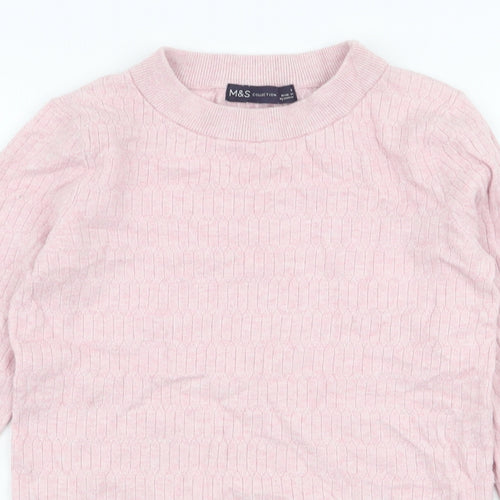 Marks and Spencer Womens Pink High Neck  Viscose Pullover Jumper Size 8