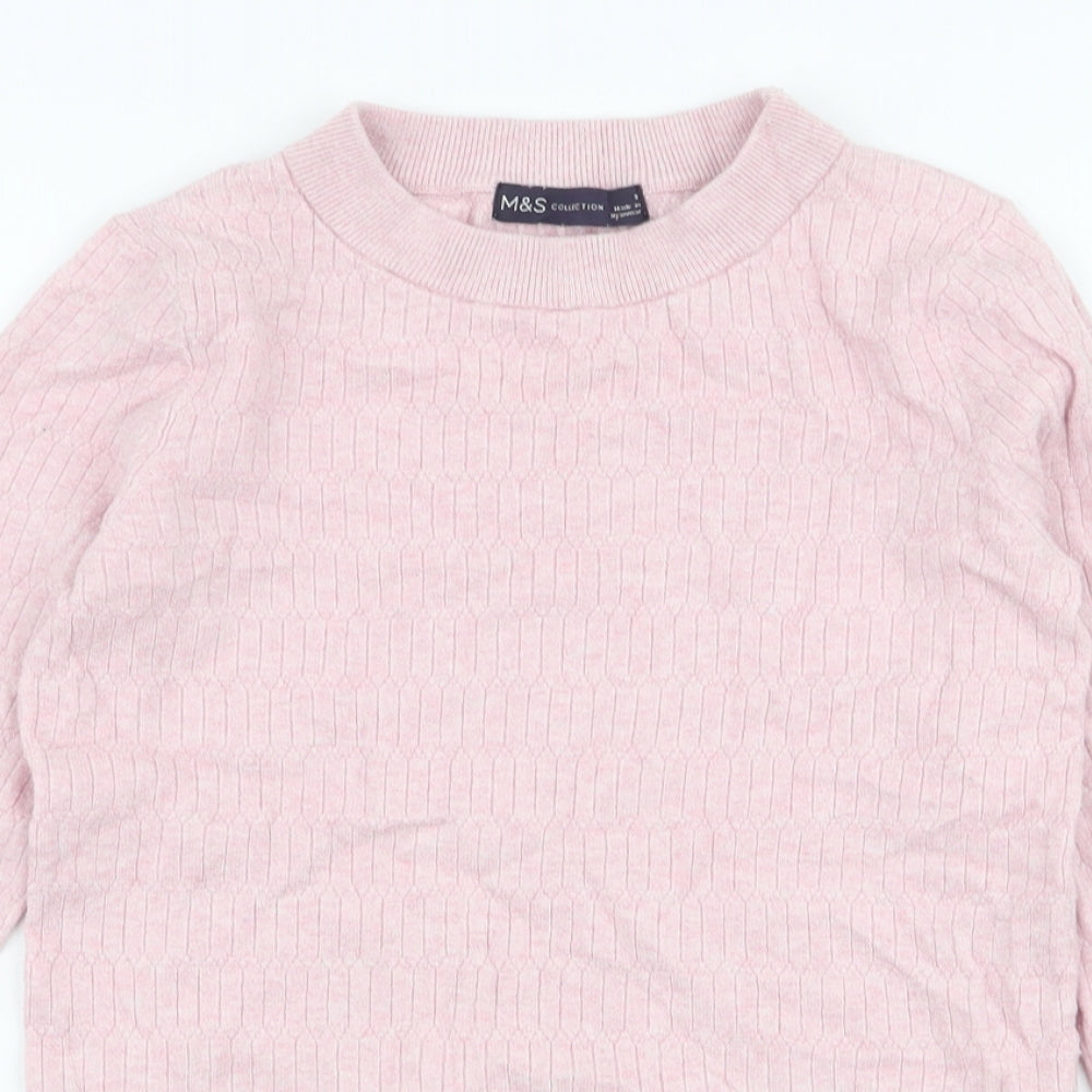 Marks and Spencer Womens Pink High Neck  Viscose Pullover Jumper Size 8