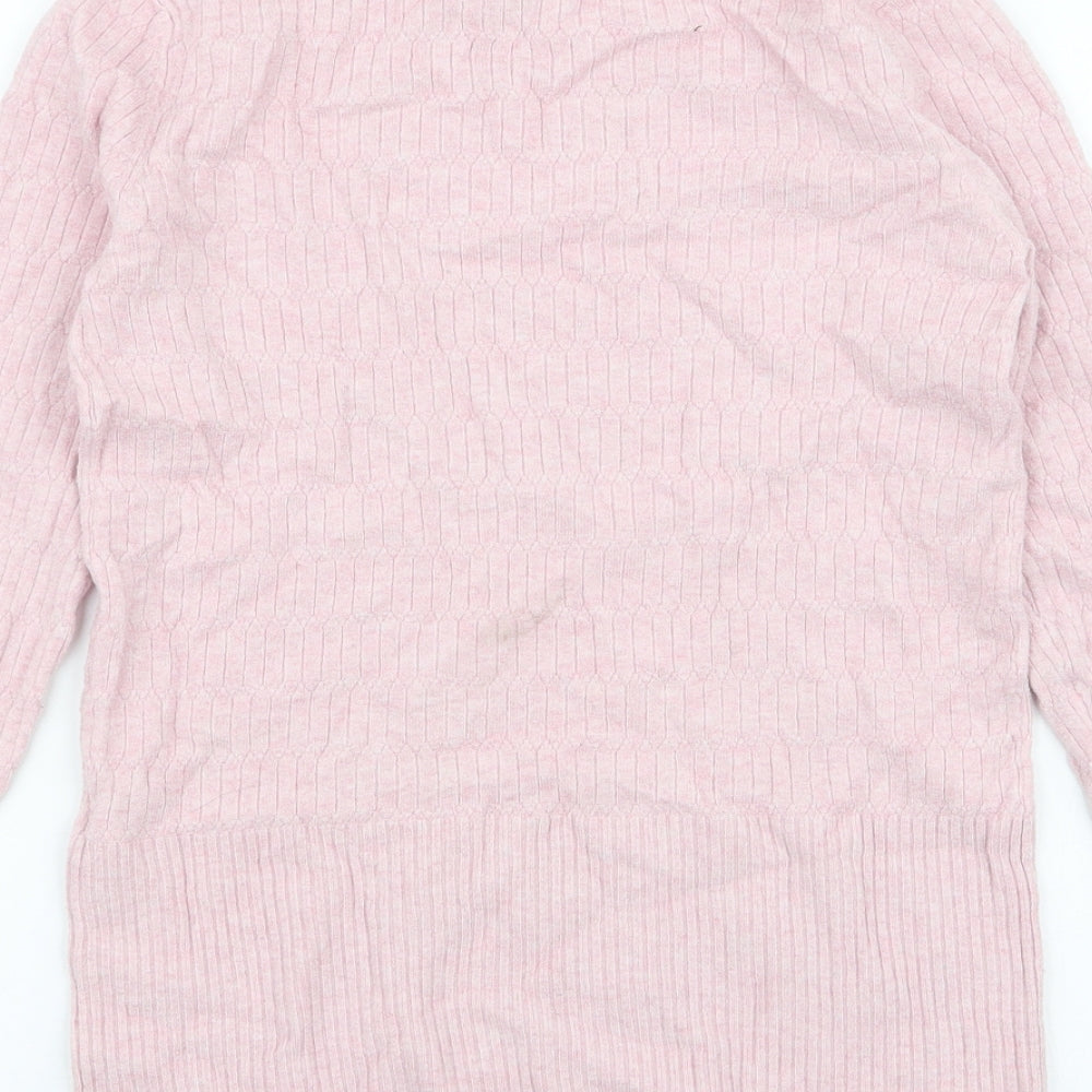 Marks and Spencer Womens Pink High Neck  Viscose Pullover Jumper Size 8