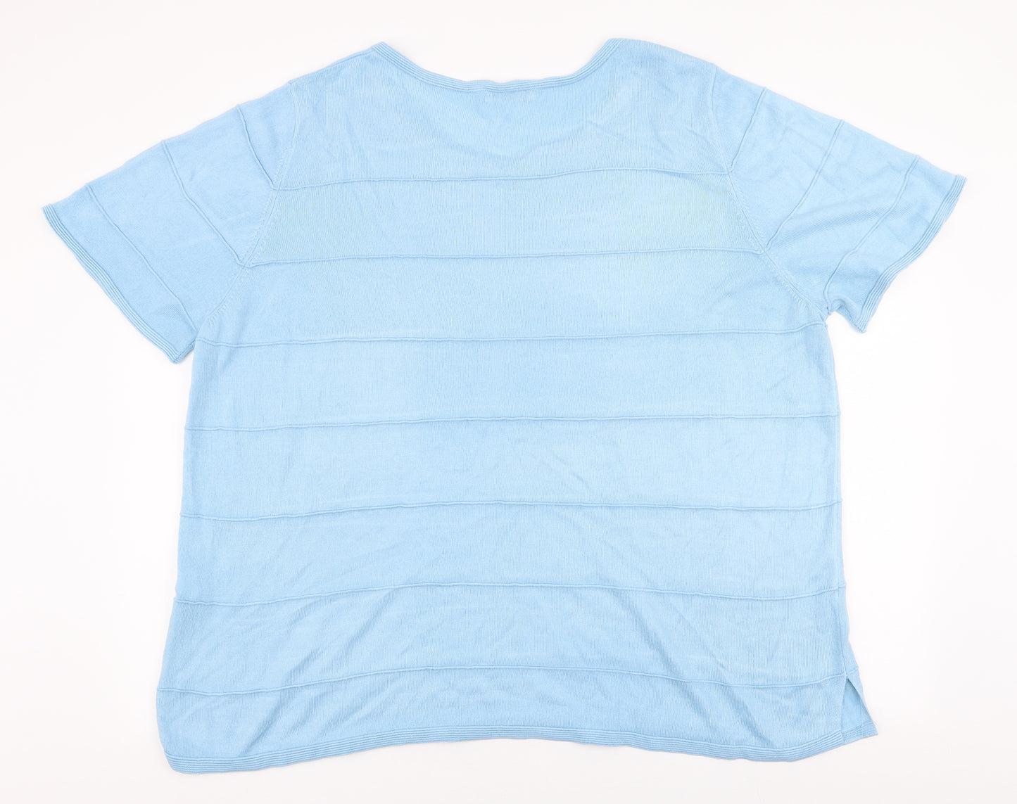 Marks and Spencer Womens Blue  Acrylic Basic T-Shirt Size 24 Round Neck
