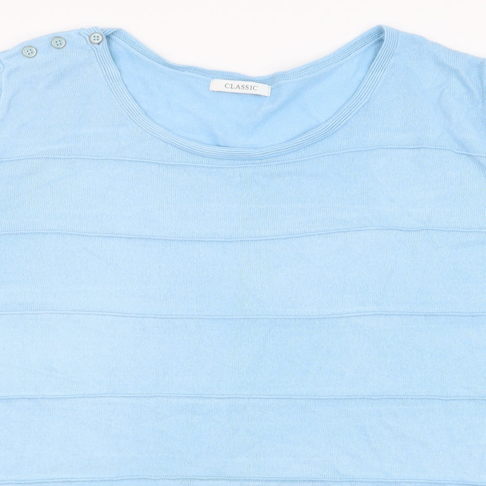 Marks and Spencer Womens Blue  Acrylic Basic T-Shirt Size 24 Round Neck