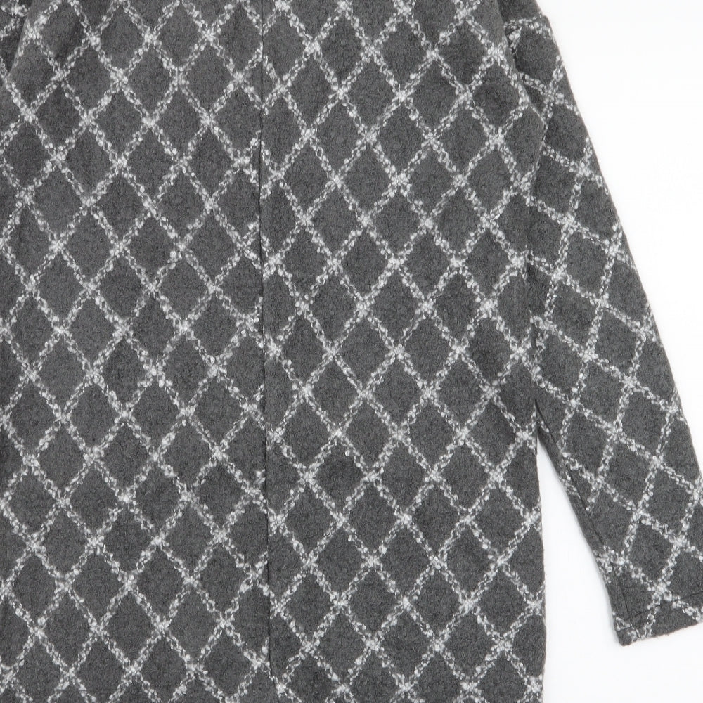 NEXT Womens Grey Geometric  Overcoat Coat Size S  Button