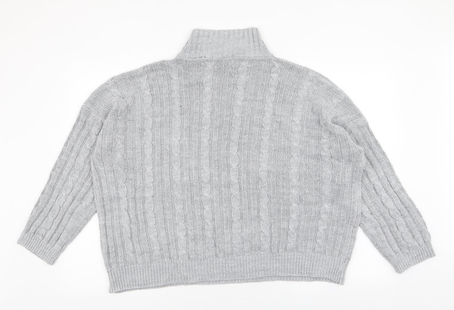 Lulua London Womens Grey High Neck  Acrylic Pullover Jumper Size XL