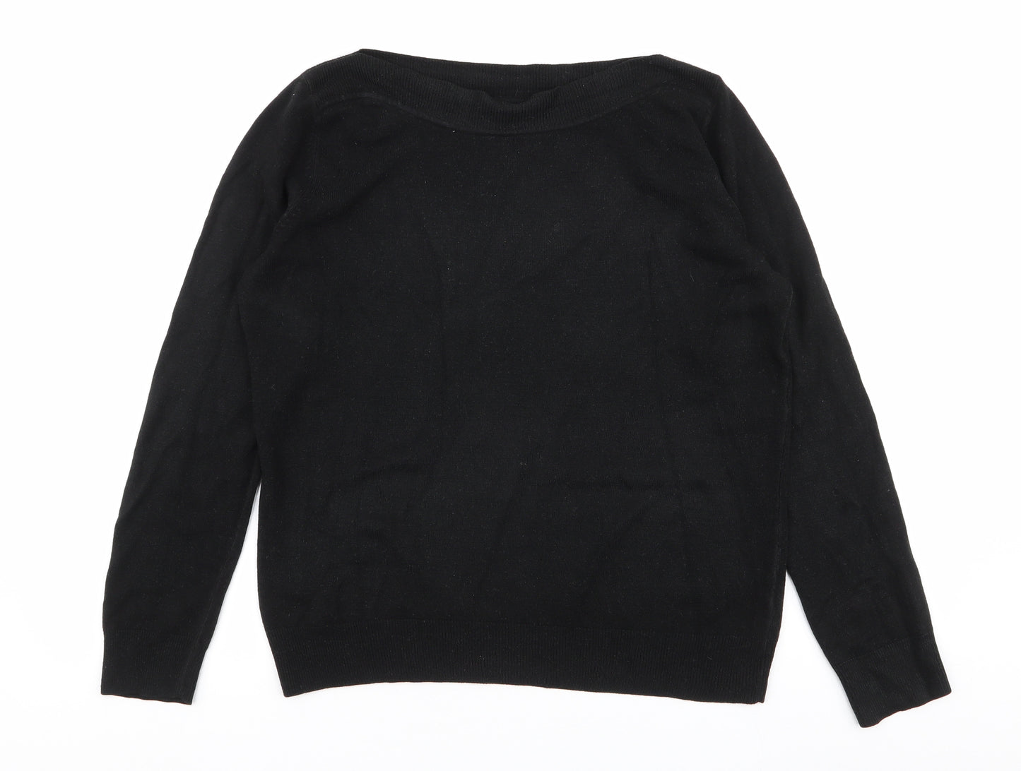 F&F Womens Black Round Neck  Acrylic Pullover Jumper Size 16