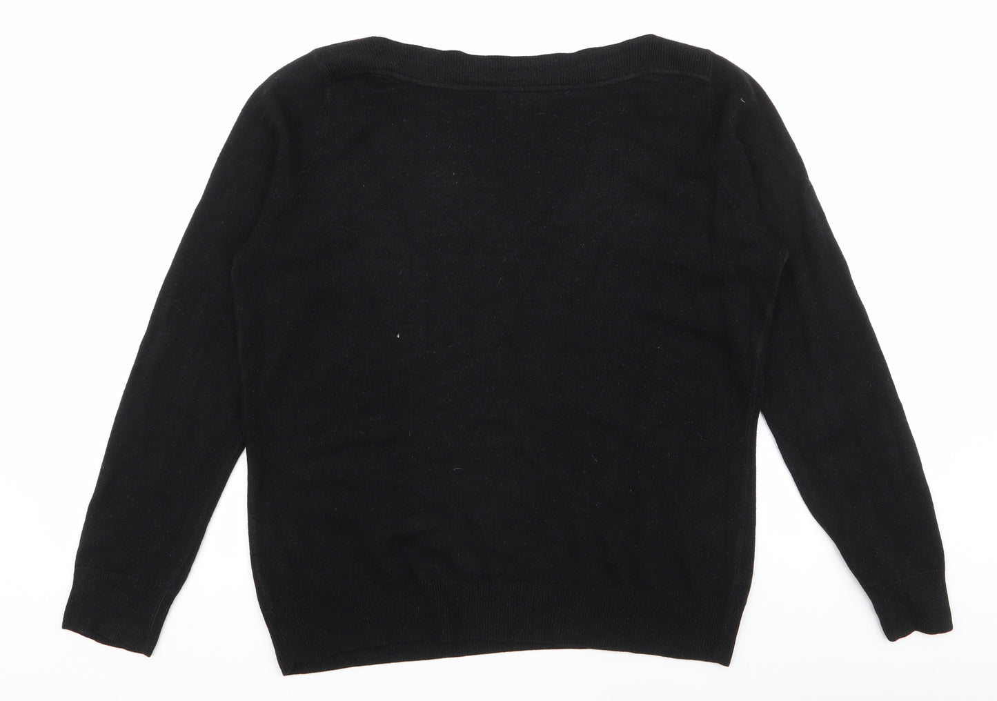 F&F Womens Black Round Neck  Acrylic Pullover Jumper Size 16