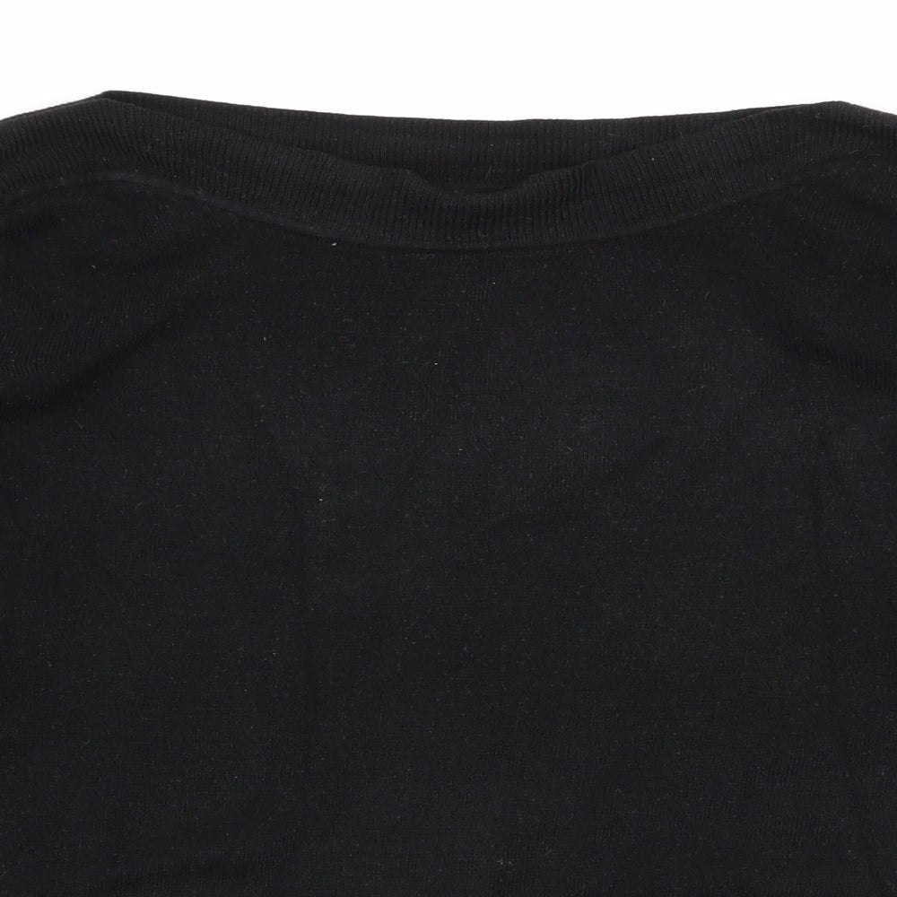 F&F Womens Black Round Neck  Acrylic Pullover Jumper Size 16
