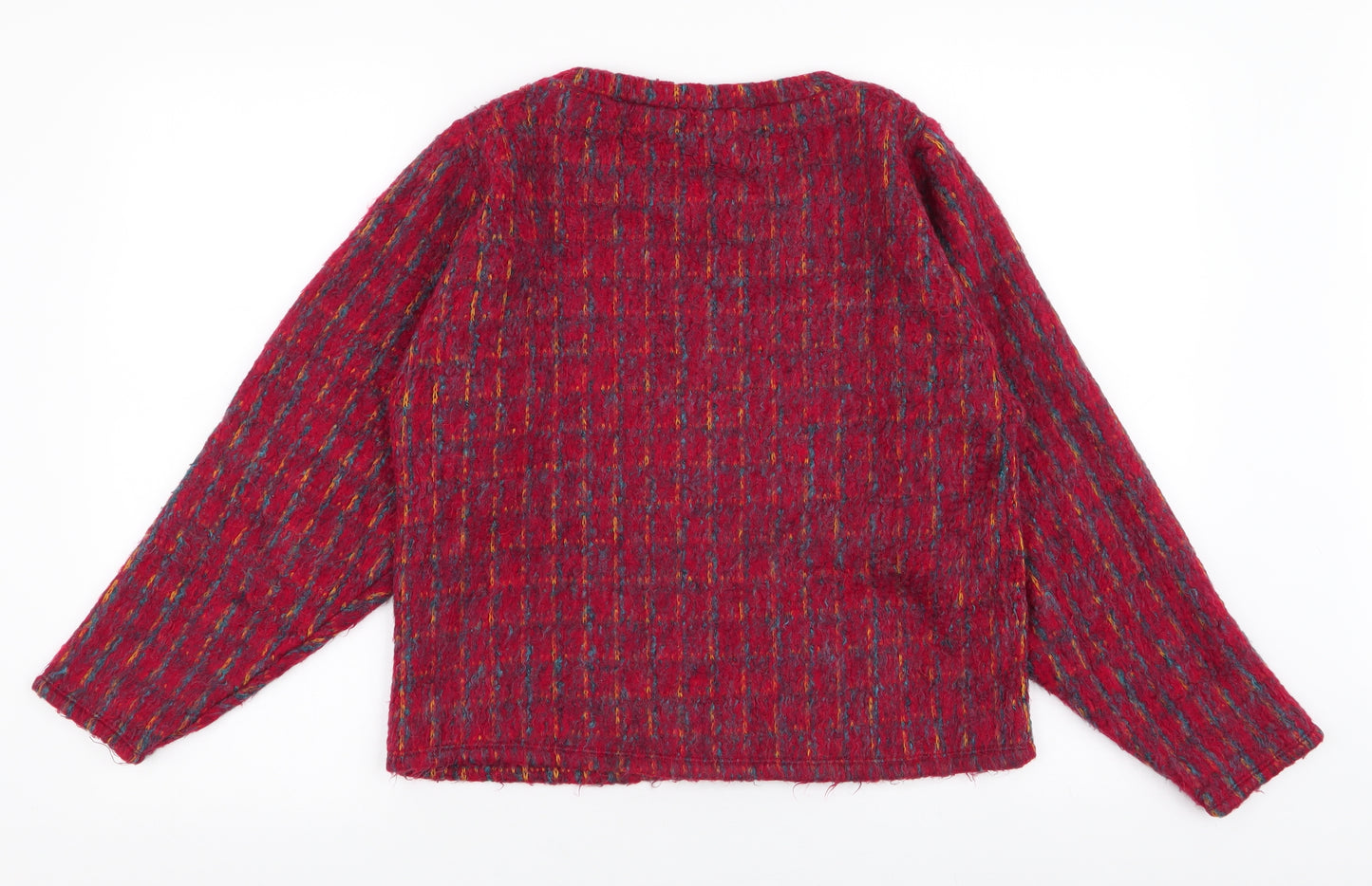 Zara Womens Red Round Neck Striped Acrylic Pullover Jumper Size S
