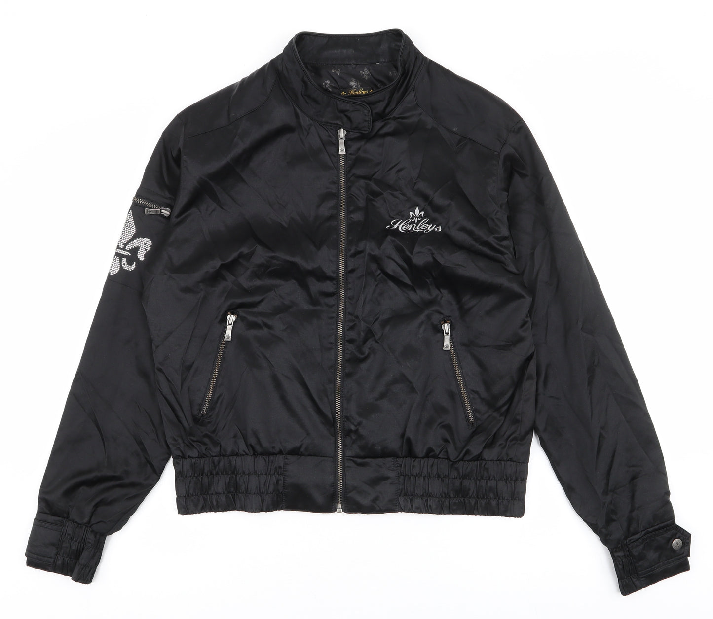 Henleys Mens Black   Biker Jacket Size M  Zip