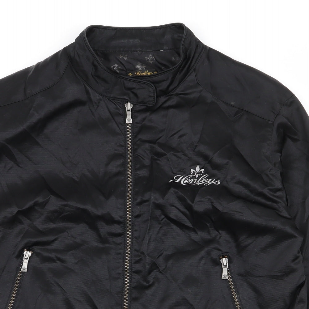 Henleys Mens Black   Biker Jacket Size M  Zip