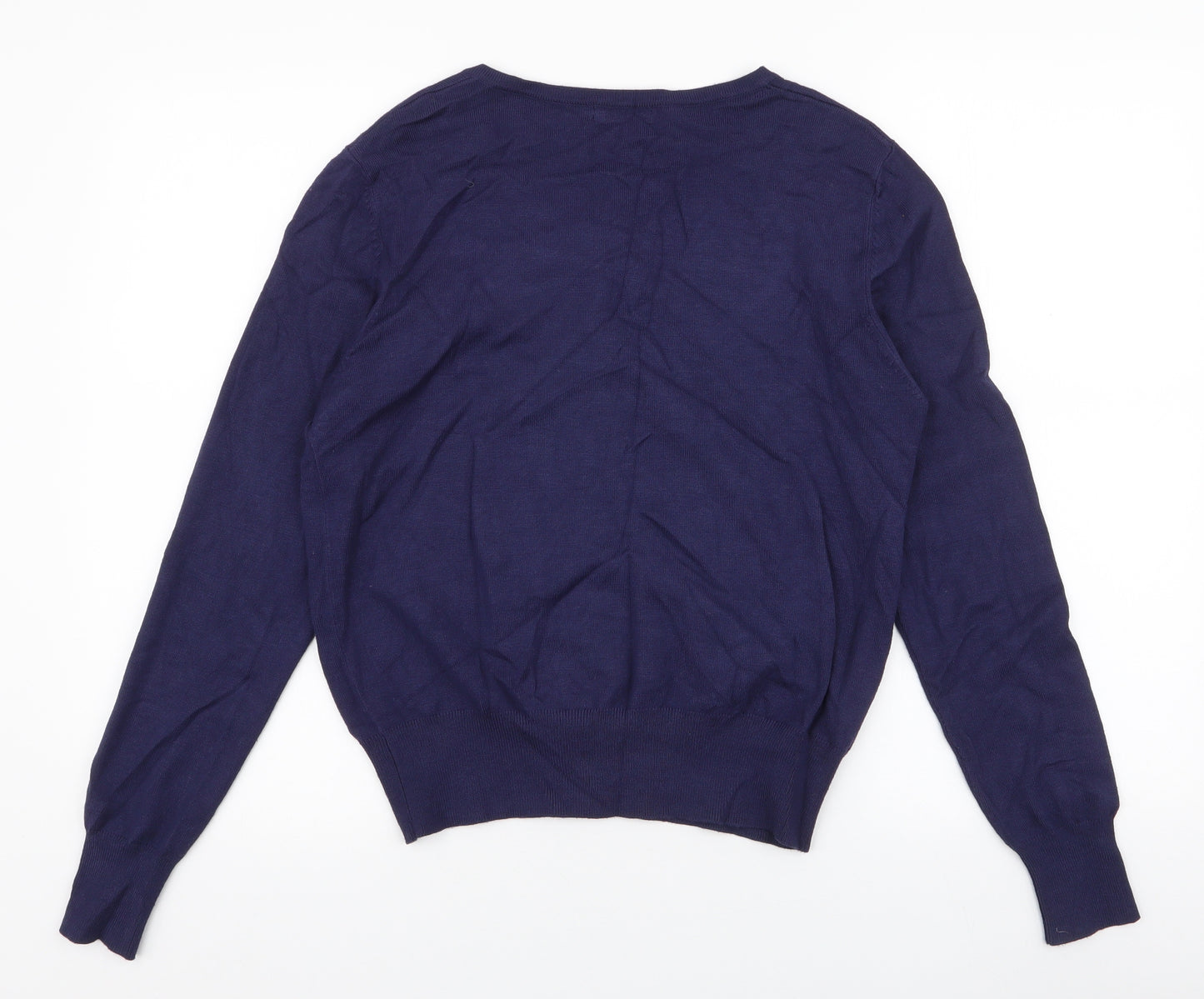 Papaya Womens Blue Round Neck  Viscose Cardigan Jumper Size 14