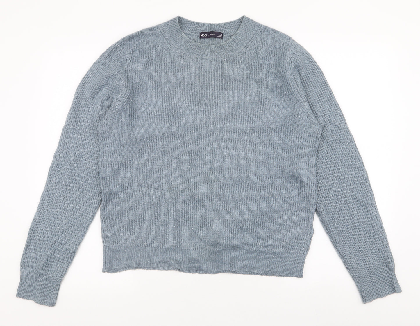 Marks and Spencer Womens Blue Round Neck  Acrylic Pullover Jumper Size 14