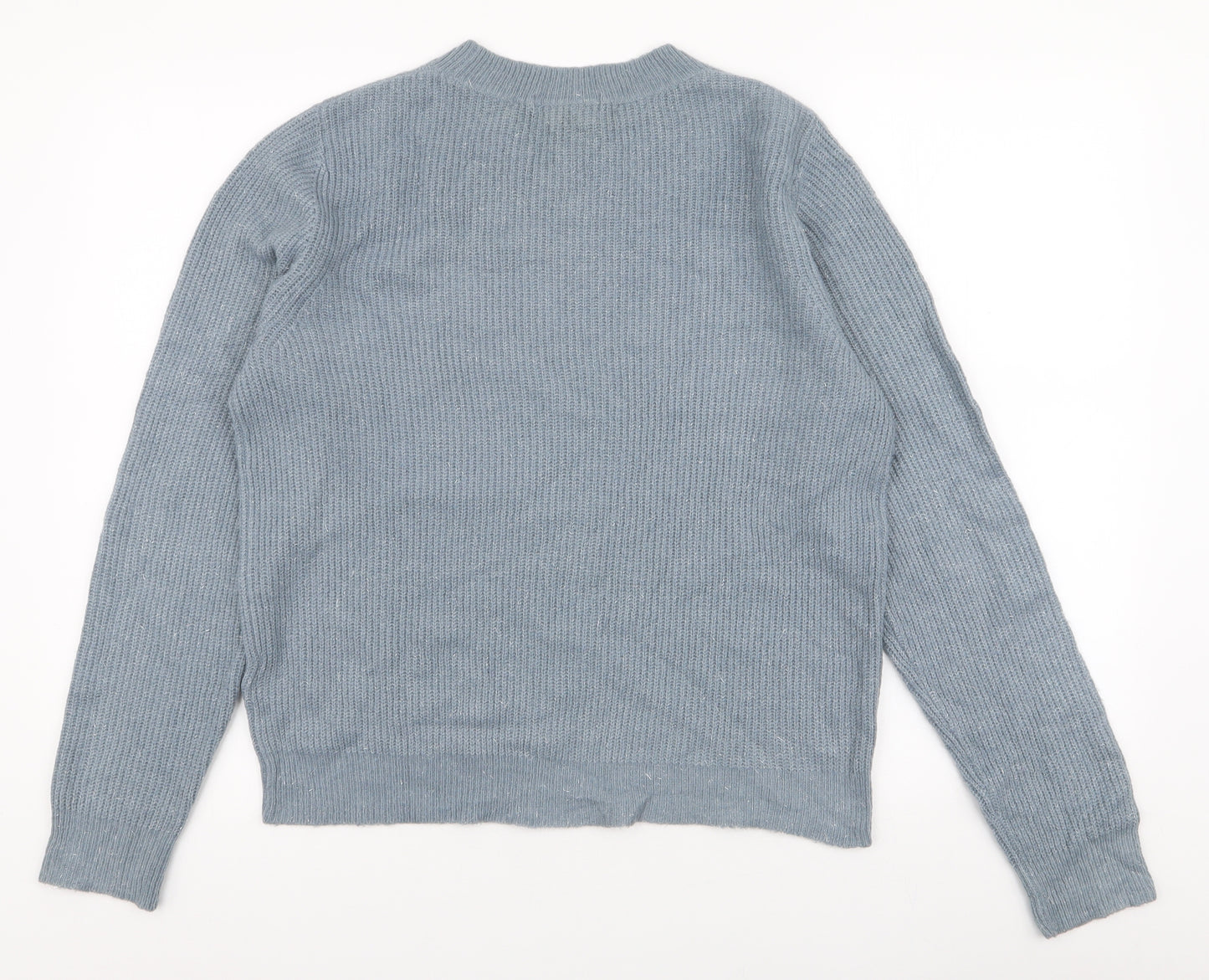 Marks and Spencer Womens Blue Round Neck  Acrylic Pullover Jumper Size 14