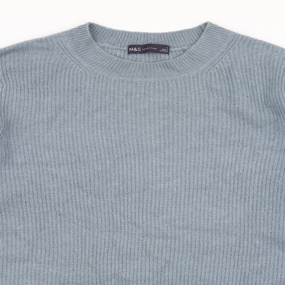 Marks and Spencer Womens Blue Round Neck  Acrylic Pullover Jumper Size 14