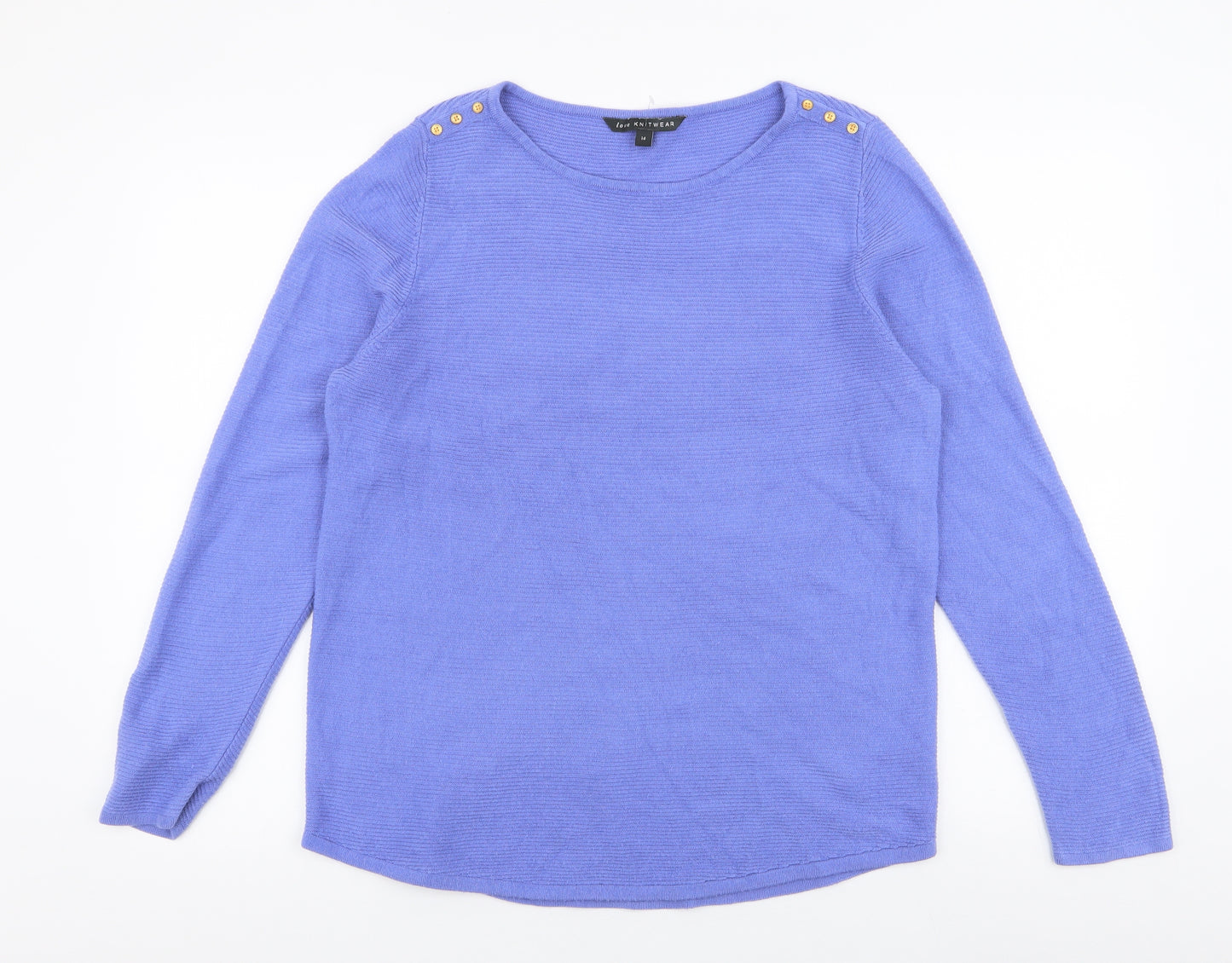 Bonmarche Womens Blue Boat Neck  Acrylic Pullover Jumper Size 14