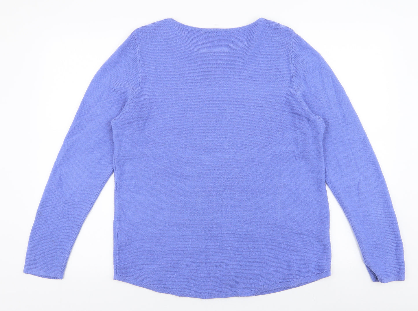 Bonmarche Womens Blue Boat Neck  Acrylic Pullover Jumper Size 14