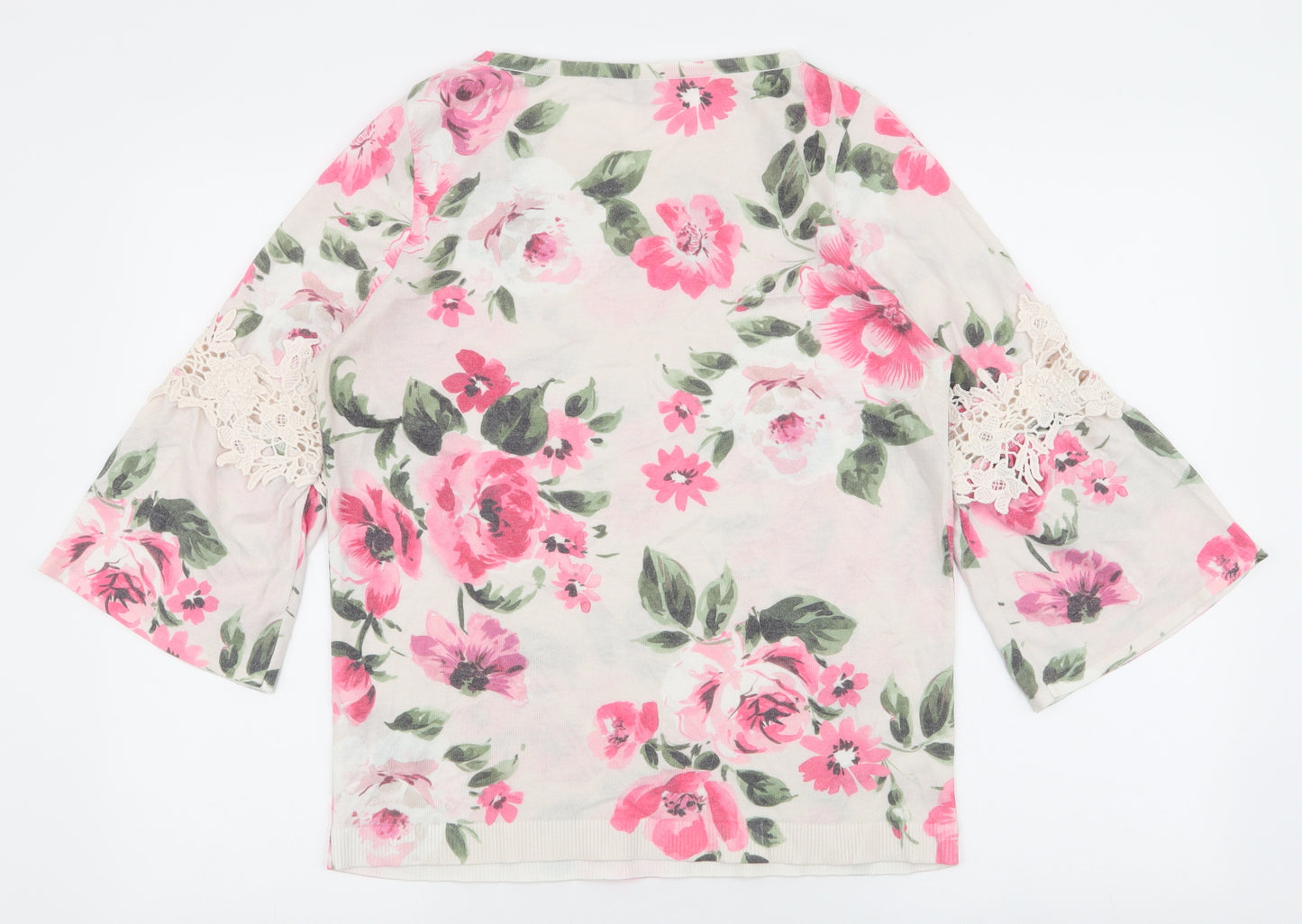 Bonmarche Womens Multicoloured Floral Polyester Jersey Blouse Size 12 Round Neck