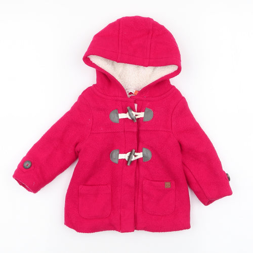 John Lewis Girls Red   Overcoat Coat Size 3-6 Months   Button
