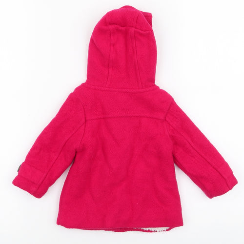 John Lewis Girls Red   Overcoat Coat Size 3-6 Months   Button