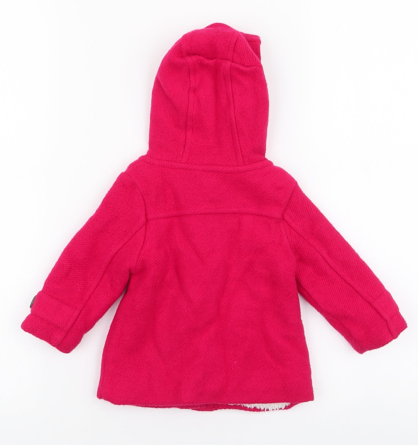 John Lewis Girls Red   Overcoat Coat Size 3-6 Months   Button