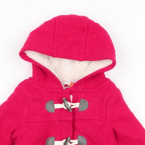 John Lewis Girls Red   Overcoat Coat Size 3-6 Months   Button