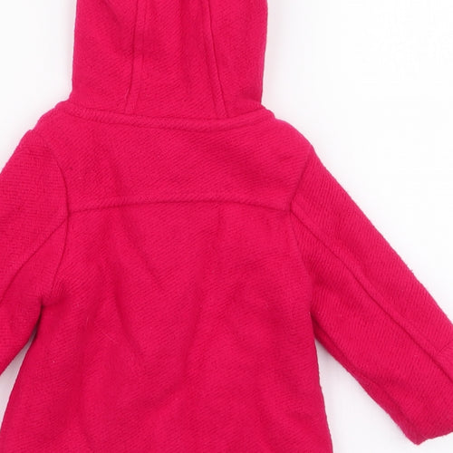 John Lewis Girls Red   Overcoat Coat Size 3-6 Months   Button