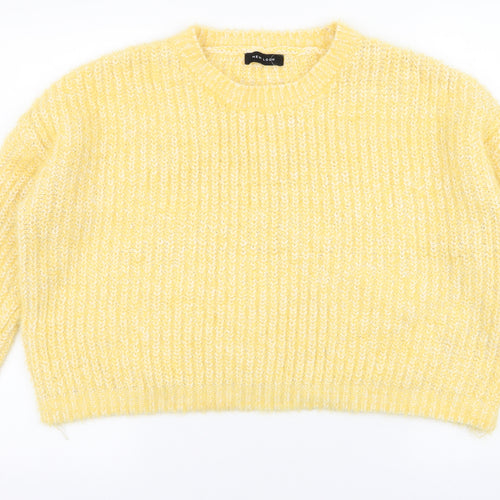 New Look Womens Yellow Round Neck  Acrylic Pullover Jumper Size M