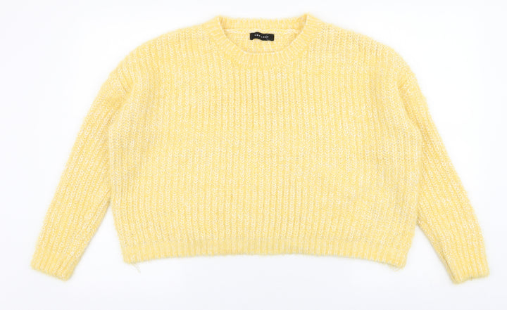 New Look Womens Yellow Round Neck Acrylic Pullover Jumper Size M