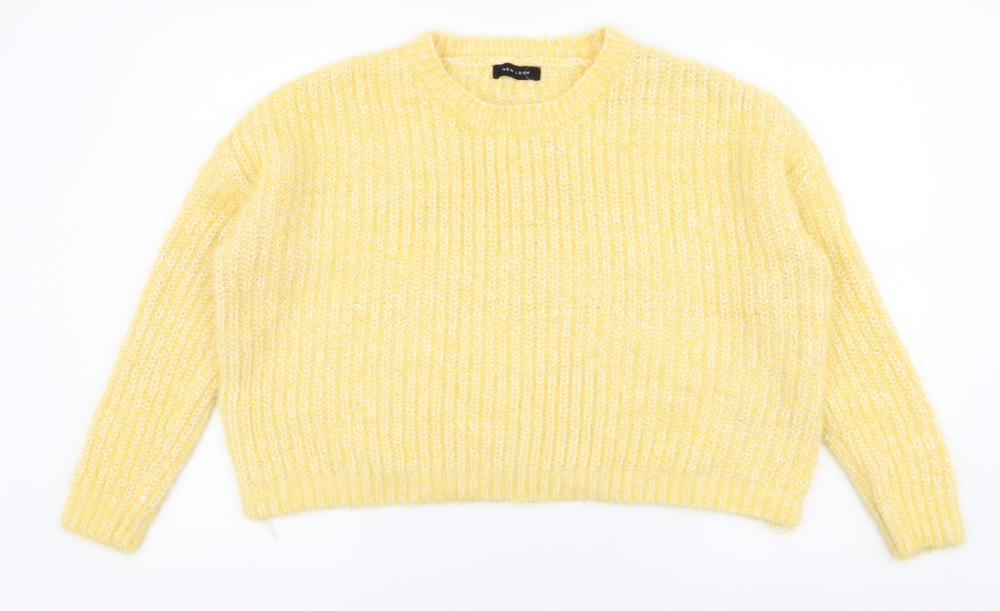 New Look Womens Yellow Round Neck  Acrylic Pullover Jumper Size M