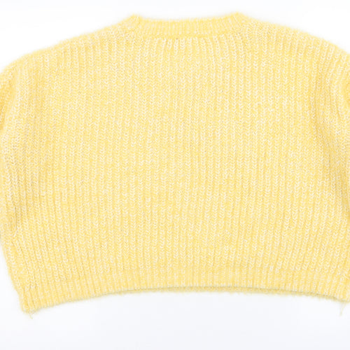 New Look Womens Yellow Round Neck  Acrylic Pullover Jumper Size M