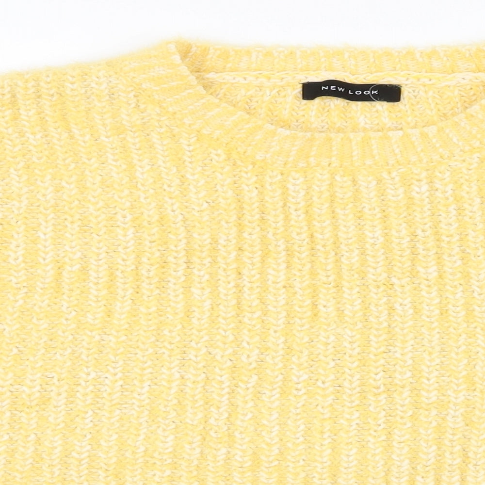 New Look Womens Yellow Round Neck  Acrylic Pullover Jumper Size M