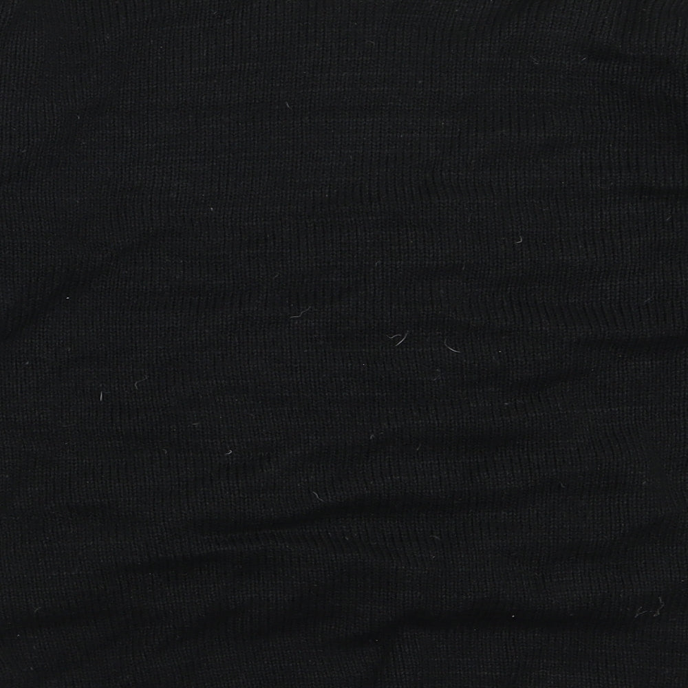 Pura moda Womens Black Round Neck  Acrylic Pullover Jumper Size S   - Christmas tree