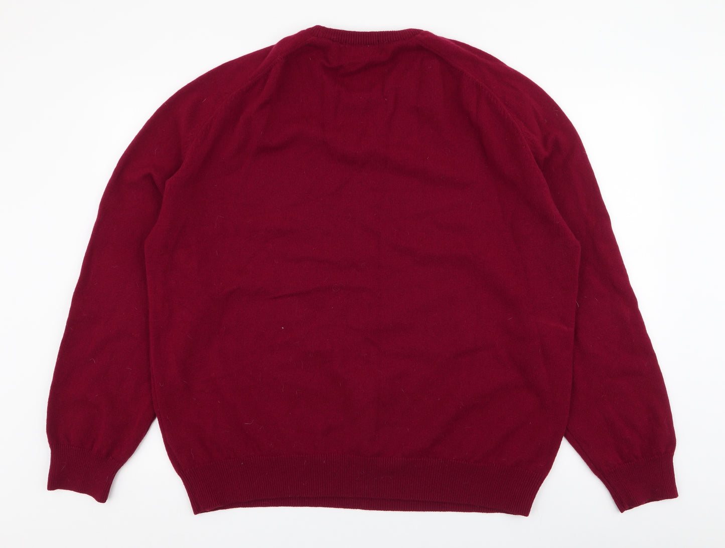 Marks and Spencer Mens Red Round Neck  Wool Pullover Jumper Size XL