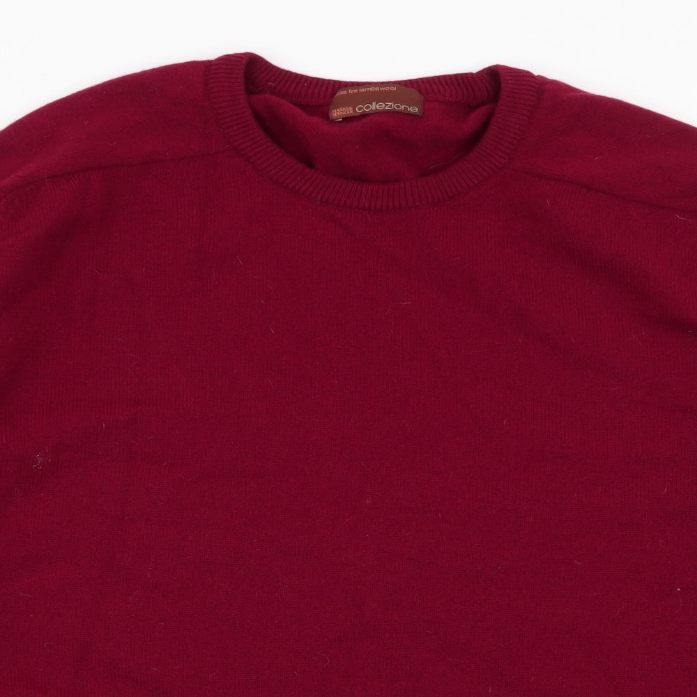 Marks and Spencer Mens Red Round Neck  Wool Pullover Jumper Size XL