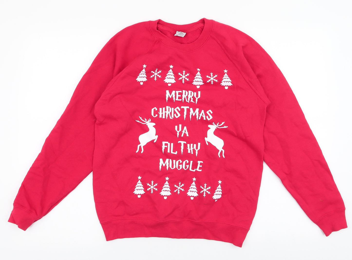 Preworn Boys Red  Cotton Pullover Sweatshirt Size 12-13 Years  Pullover - Harry Potter Christmas