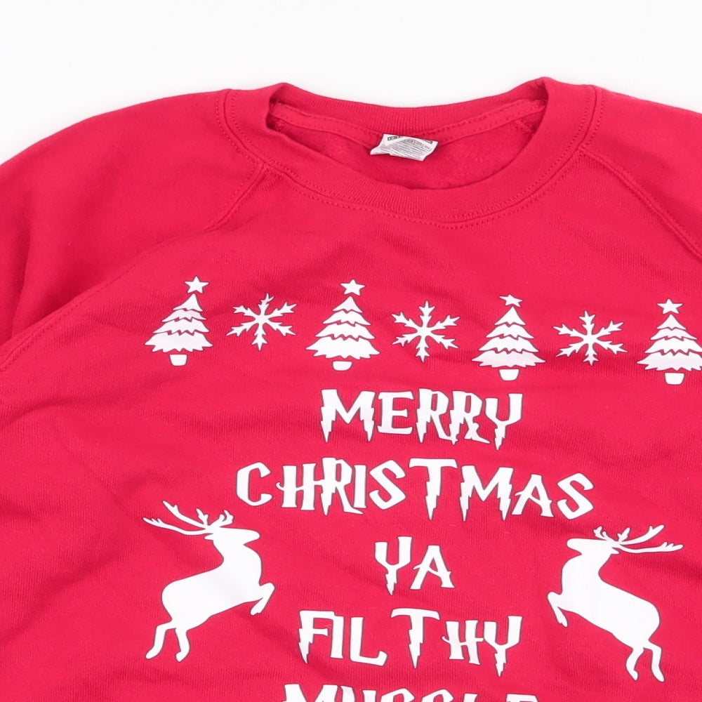 Preworn Boys Red  Cotton Pullover Sweatshirt Size 12-13 Years  Pullover - Harry Potter Christmas