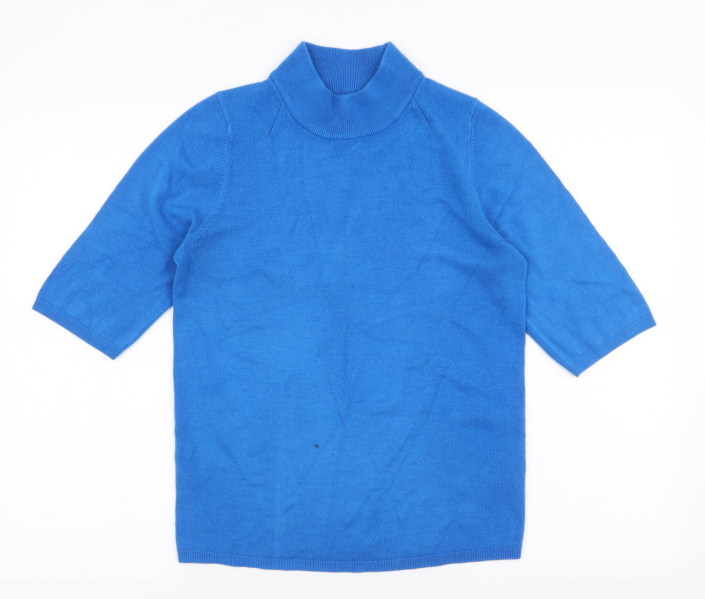 Marks and Spencer Womens Blue High Neck  Acrylic Pullover Jumper Size 8