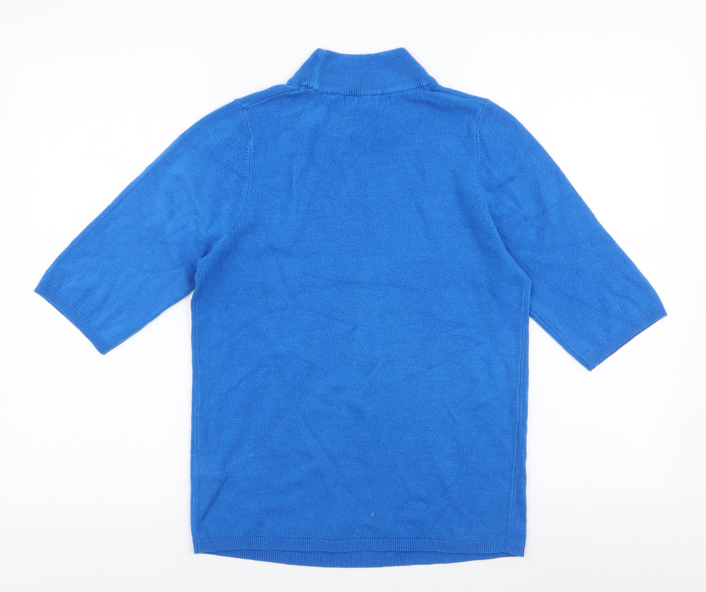 Marks and Spencer Womens Blue High Neck  Acrylic Pullover Jumper Size 8