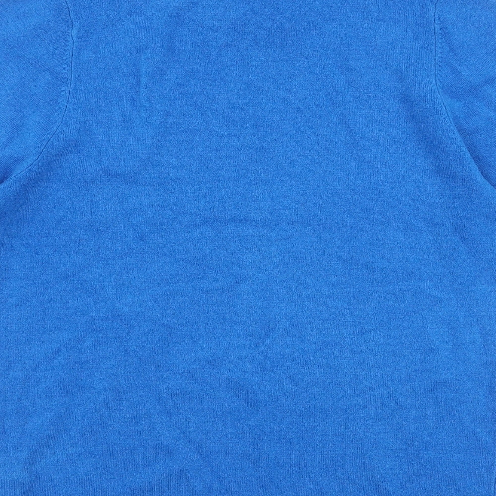 Marks and Spencer Womens Blue High Neck  Acrylic Pullover Jumper Size 8
