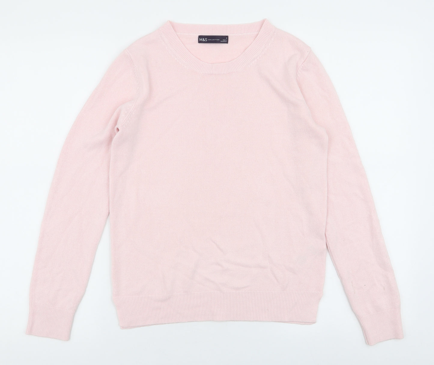 Marks and Spencer Womens Pink Round Neck  Acrylic Pullover Jumper Size 8