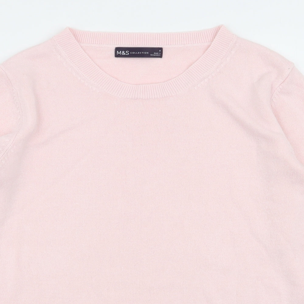 Marks and Spencer Womens Pink Round Neck  Acrylic Pullover Jumper Size 8