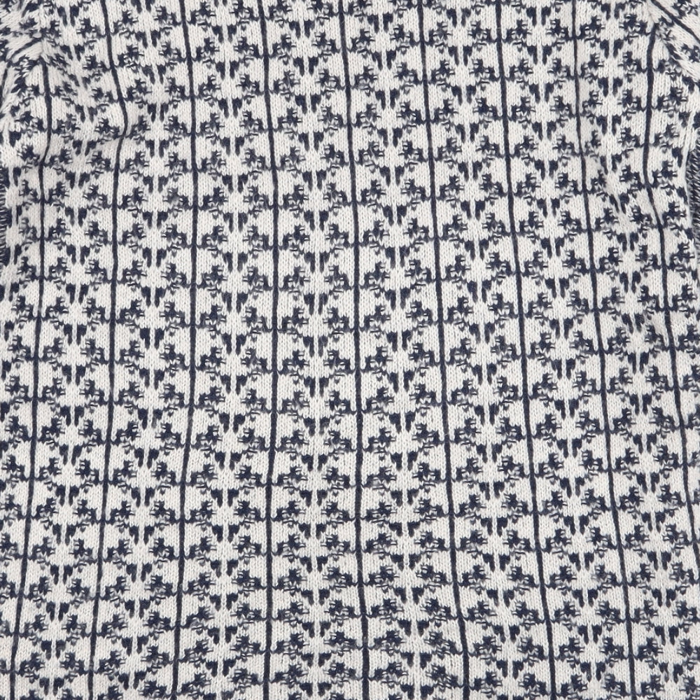 Marks and Spencer Womens White Round Neck Geometric Acrylic Pullover Jumper Size 10