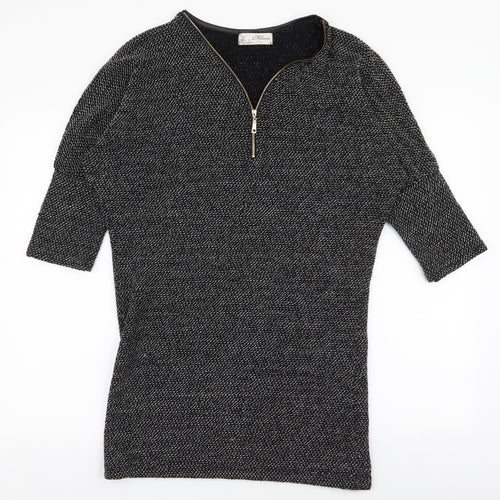 Mizumi Womens Black V-Neck  Acrylic Pullover Jumper Size S