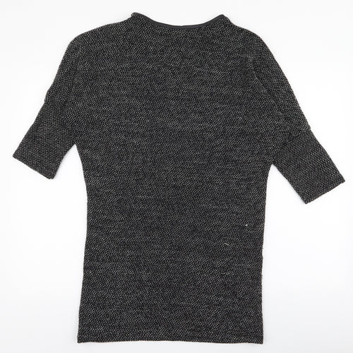 Mizumi Womens Black V-Neck  Acrylic Pullover Jumper Size S