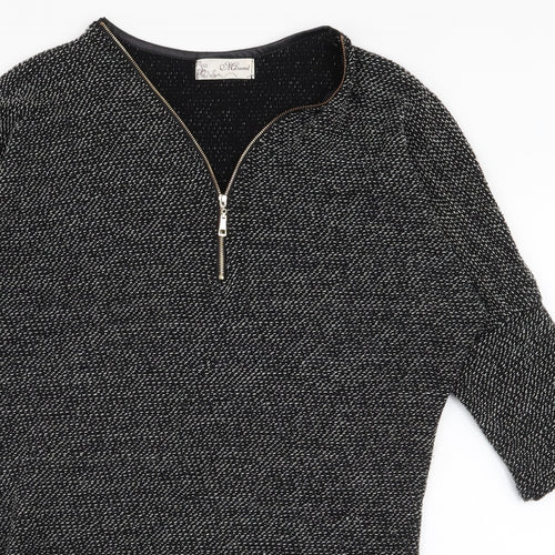 Mizumi Womens Black V-Neck  Acrylic Pullover Jumper Size S