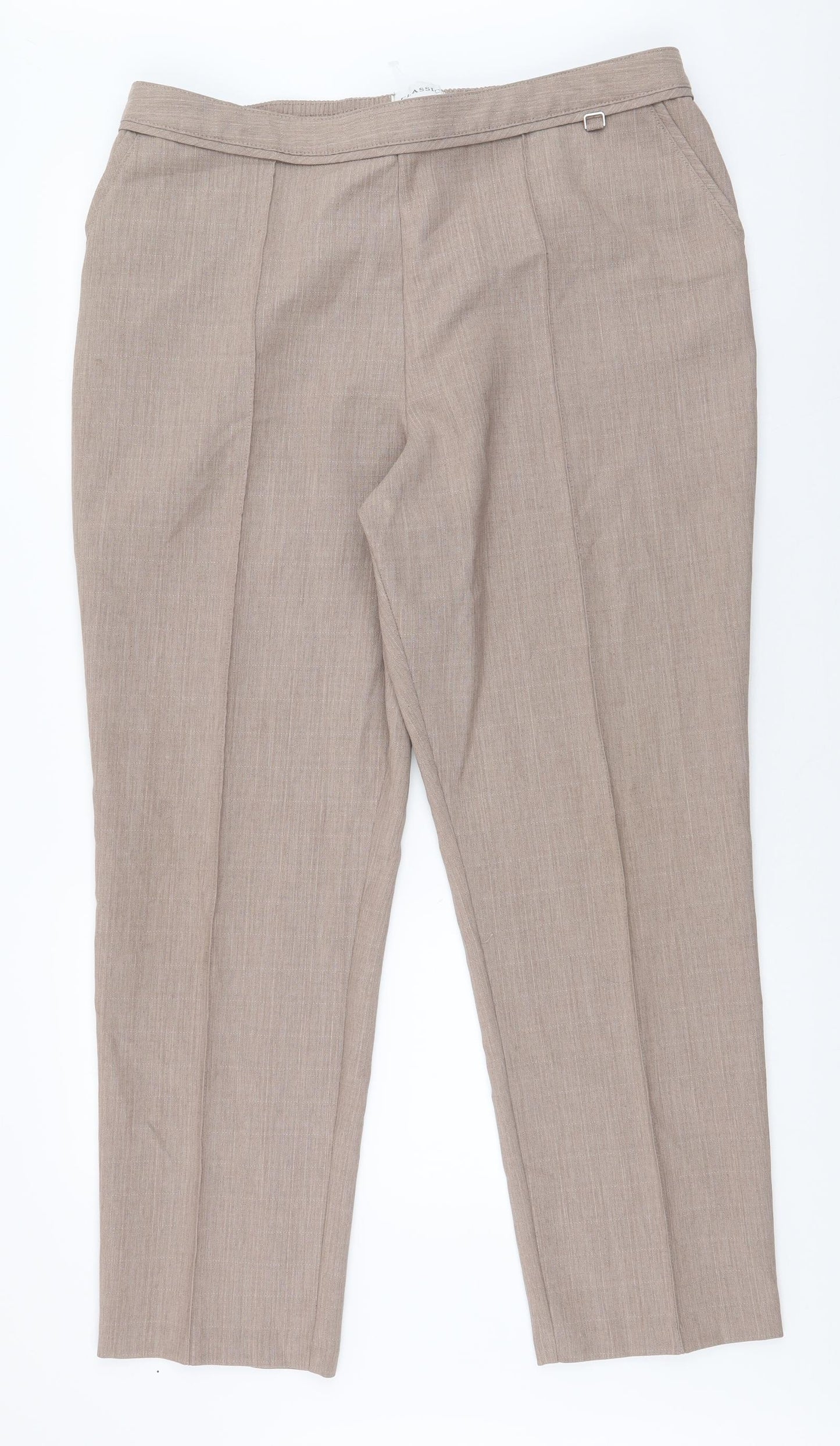 Marks and Spencer Womens Beige  Polyester Trousers  Size 18 L29 in Regular