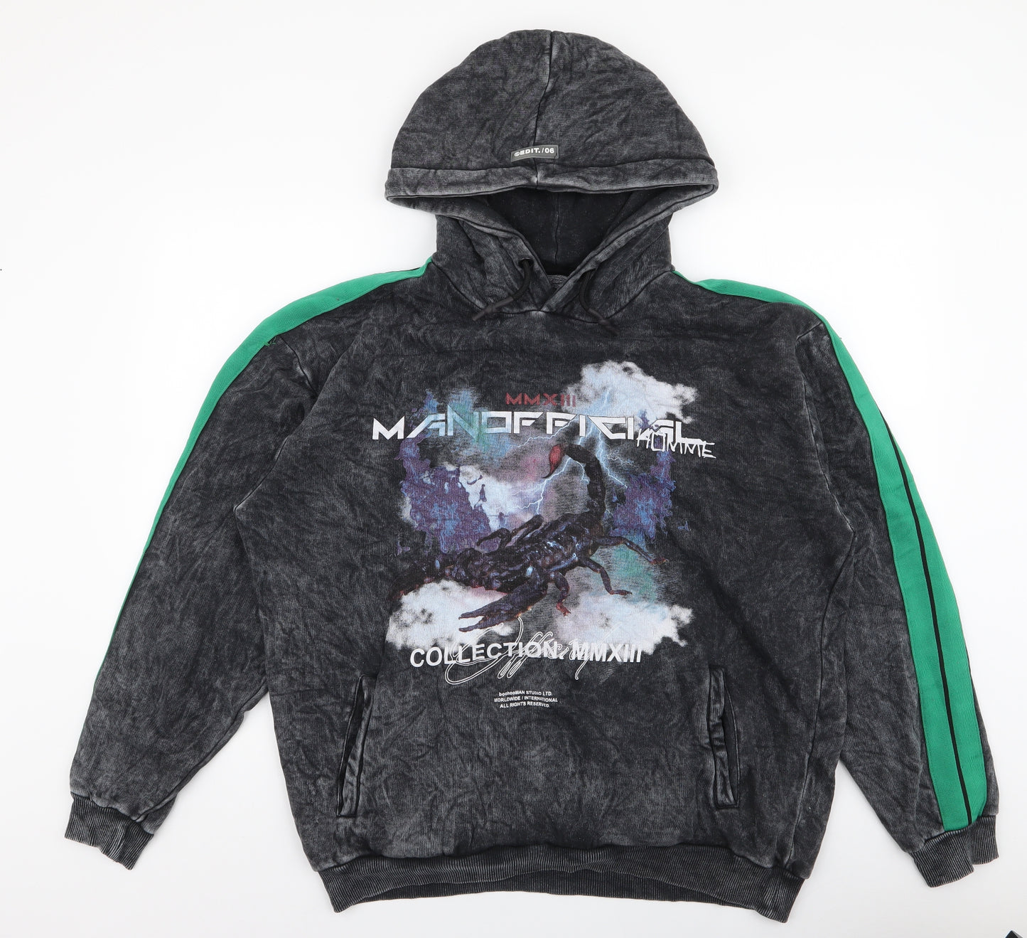 Boohoo  Mens Grey  Cotton Pullover Hoodie Size M   - Scorpion